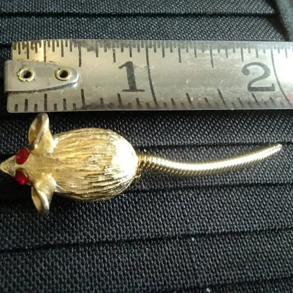 Vintage Gold Mouse Pin with moving Tail - Picture 4 of 5